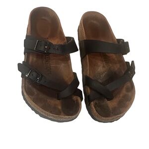 Women’s Birkenstock Mayari Black Leather Sandals Shoes EU 36 US 5-5.5